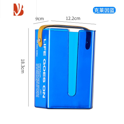 三维工匠北欧创意可壁挂纸巾盒客厅卧室餐厅亚克力抽纸卷纸盒免打孔卫生间 克兰因蓝-提手纸巾盒