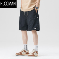 HLCOMAN黑色工装休闲短裤男夏季新款宽松直筒运动五分裤男生冰丝薄款裤子