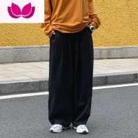 七斓日系原宿风ins潮牌直筒宽松阔腿裤子街头复古港风工装休闲长裤男