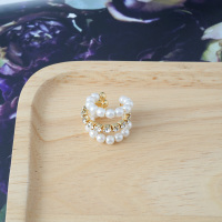 韩国进口饰品珍珠镶钻三层时尚百搭造型无需耳洞耳夹送女朋友老婆情人节七夕生日礼物