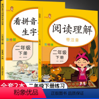 [正版]二年级下册语文看拼音写词语阅读理解专项训练书小学二年级下册同步练习册人教版生字注音训练默写能手天天练每日一练