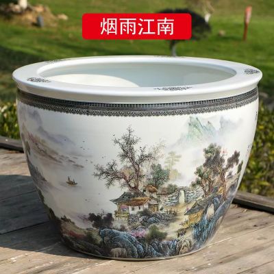 苏宁宜品 中国风陶瓷花器 风景图案典雅家居装饰品