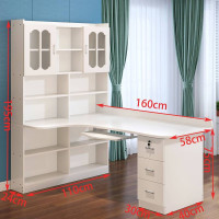 实木转角电脑桌家用墙角台式书桌书架书柜一体组合写字学习桌