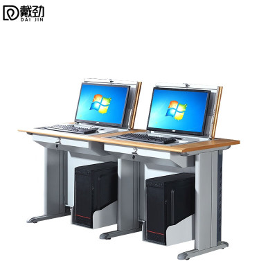 戴劲翻转桌隐藏式多媒体电教室机房电脑桌嵌入式课桌 030双人位
