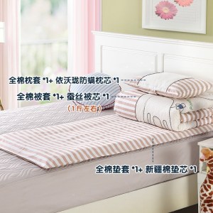 美帮汇幼儿园蚕丝被子三件套春夏全棉含芯儿童午睡小床品被褥六件套