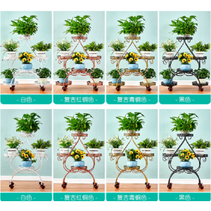 花架置物架铁艺多层带轮落地式绿萝花盆架客厅阳台心形花架子家用