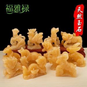 家柏饰(CORATED)玉石十二生肖势摆件狗马龙鸡鼠牛虎兔蛇羊猴猪