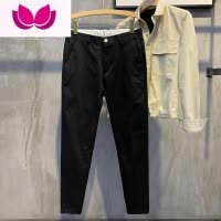 七斓 新款简约休闲裤韩版百搭潮流长裤修身男士卡其小脚裤子