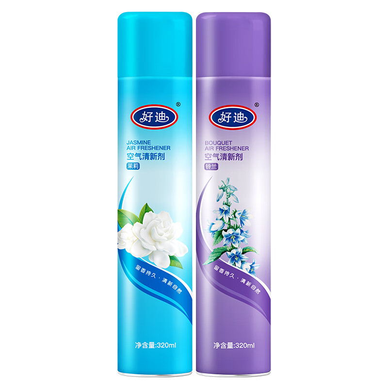 好迪铃兰国际香型+茉莉花香型空气清新剂320ml*2瓶