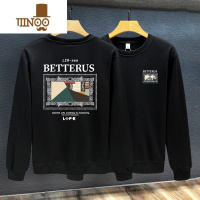 YANXU印花设计感潮牌卫衣男2023年新款百搭圆领长袖宽松简约上衣t