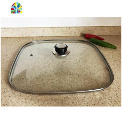 韩式四方锅盖/电热锅/电火锅方形防溢耐摔钢化玻璃盖30X30cm FENGHOU 可立把手方盖