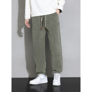 灯芯绒质感休闲裤男士厚款纯色简约设计运动冬季大码束脚裤潮