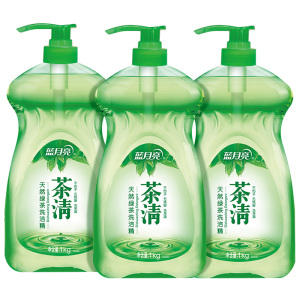 [免邮]蓝月亮 茶清天然绿茶洗洁精 1kg*3瓶 官方正品 家用果蔬餐具清洗 高效去油,茶清天然洁净,果蔬放心洗