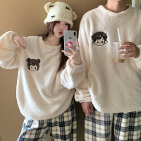 情侣睡衣女款春秋冬季珊瑚绒加厚加绒保暖一男士一女士家居服套装_65