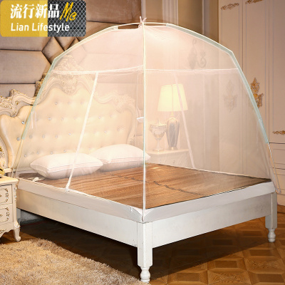 蒙古包蚊帐免安装1.8m床新款1.5m支架家用折叠1.2米纹账防摔儿童 三维工匠