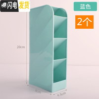三维工匠创意时尚斜插式笔筒收纳盒女摆件少女心多功能学生文具用品韩国小清新简约办公室摆设筒大容量装笔的笔插 北欧蓝-2个装