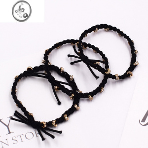 JiMi新款韩版简约带钻轻奢发绳ins复古两用皮筋扎马尾头发头绳编织女