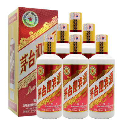 老酒茅台迎宾酒53度酱香型2014年500mlx6瓶