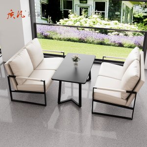 质凡咖啡厅沙发椅桌组合酒店沙发商用休闲椅 双人位*2+小长桌*1[颜色备注]