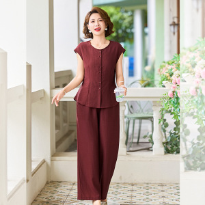 40-60岁中老年新款夏季衣服中年妈妈装短袖套装50岁两件套服装女