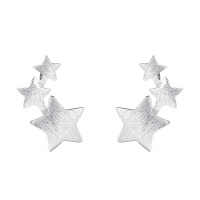 925纯银拉丝星星耳钉女耳环耳饰小众设计ins风时尚个性配饰送女朋友老婆情人节七夕生日礼物