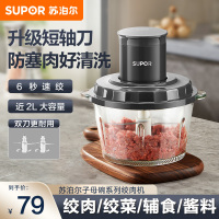 苏泊尔(SUPOR)绞肉机家用多功能电动料理机绞馅机碎肉机玻璃大容量搅拌机肉馅单搅拌机1.75L 双刀JR20S-B17