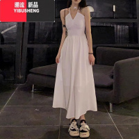 YIBUSHENG法式黑色性感辣妹露背连衣裙2024年新款季度假风别致独特长裙子