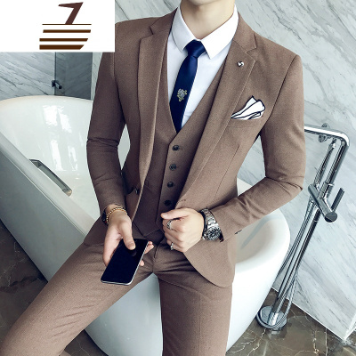 NEWLAKE男士西装套装三件套商务免烫休闲酒吧美师工装职业装夜场司仪男