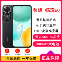 [全新]荣耀畅玩60 墨岩黑 8GB+256GB 5G手机 高清大屏大内存 6000mAh长续航 5G全网双卡手机