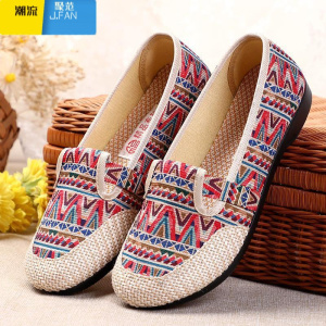 聚范舒适老北京布鞋女民族风亚麻妈妈软底鞋中老年女单鞋透气休闲