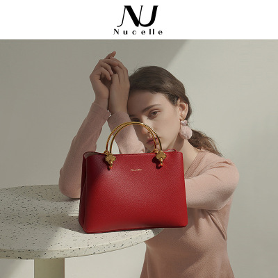 纽芝兰（NUCELLE）包包女2021新款时尚百搭气质红色结婚新娘包时尚腋下包链条单肩包简约气质百搭手提包大容量复古红