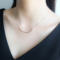 S925纯银项链女极简冷淡风设计感小方块轻奢小众简约高级感锁骨链送女朋友老婆情人节七夕生日礼物
