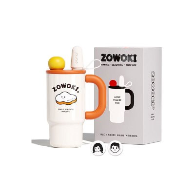 造物集高颜值316不锈钢保温杯情侣水杯学生专用大容量水杯礼物 啵啵云酪KD-800