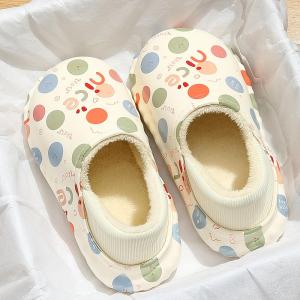 防水棉拖鞋女秋冬季新款室内家居包跟防滑厚底毛毛绒月子棉鞋