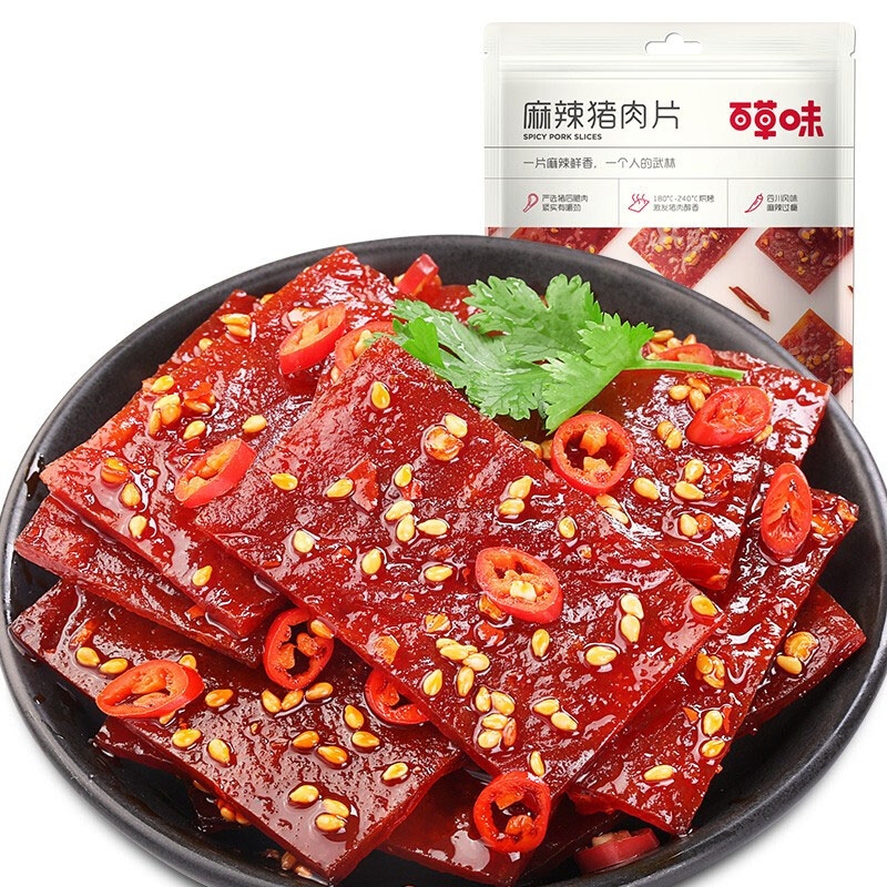 百草味(be&cheery)麻辣猪肉片100g川香辣条风味猪肉脯猪肉干休闲零食