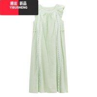 YIBUSHENG法式温柔风镂空飞飞袖连衣裙女季2024新款宽松显瘦薄荷曼波长裙