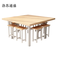 洛苏通盛餐桌学校食堂小吃店快餐桌椅饭堂橡木色方桌1200*1200*750[含椅]
