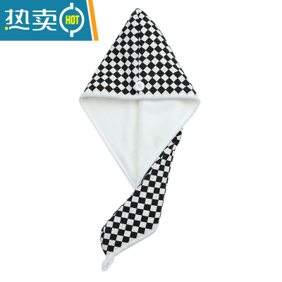 敬平干发帽女吸水速干发巾擦头发毛巾洗澡浴帽子2021新款包头巾 [透气♥速干]黑白棋盘格