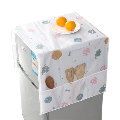 日式冰箱防尘罩阳台洗衣机防晒防尘盖布通用型冰箱罩防水牛津布收纳挂袋冰箱防尘布保护罩映源