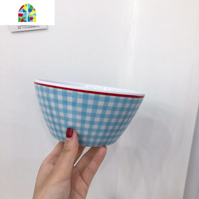 *片片吖*ins法式少女心餐具嫩蓝白格子塑料创意餐盘耐热耐冷碗盘 FENGHOU B3深蓝格子盘