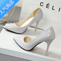 SUNTEK2023春季新款韩版漆皮浅口夜场单鞋细跟尖头小清新性感高跟鞋子女