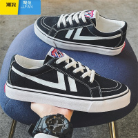 聚范男鞋子潮鞋2023新款黑色帆布鞋男低帮春季韩版百搭运动平底滑板鞋