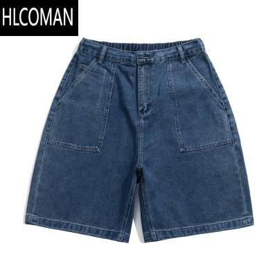 HLCOMANBellken早起工作室23SS 廓形宽松深色水洗经典口袋牛仔短裤男