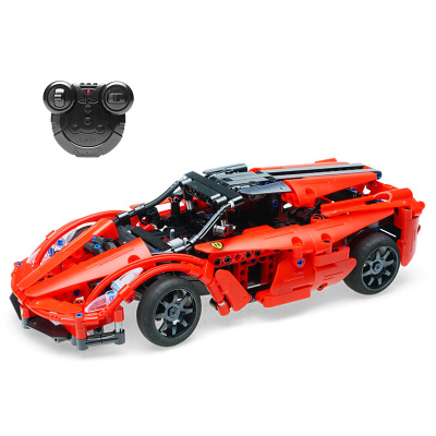 第1印象拼装积木遥控汽车拼装玩具拼插汽车模型益智儿童玩具车儿童启蒙益智拼装玩具汽车模型玩具红色风暴法拉利C51009