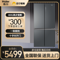 海尔(Haier) 十字对开门冰箱四开门655升一级能效 变频无霜 家用冰箱 BCD-655WGHTD9DG9U1