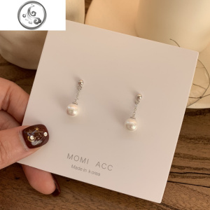 韩国通体925纯银耳钉珍珠可爱耳环甜美俏皮耳饰女气质简约百搭 JiMi 通体全银款