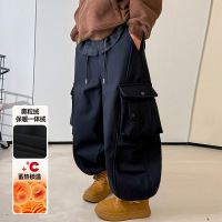 男童裤子冬季儿童加绒一体绒工装裤秋冬新款大童装冬装休闲裤