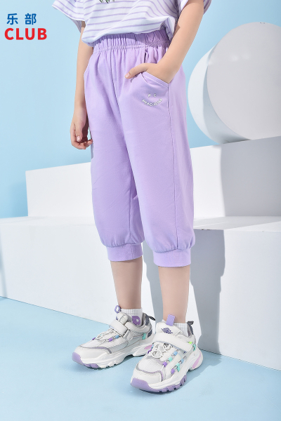 [1件3折]铅笔俱乐部童装2025夏装新款女童针织中裤儿童裤子中大童束脚裤子