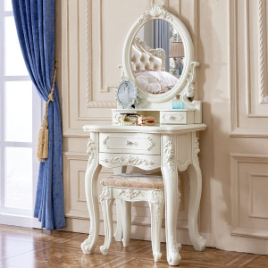 梳妆台卧室小户型迷你欧式化妆台简约多功能化妆柜组装白色梳妆桌