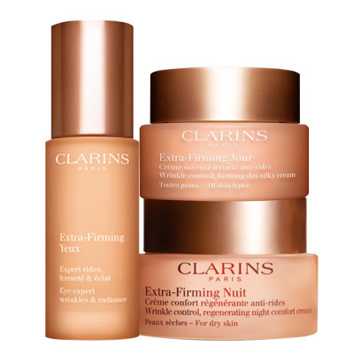 娇韵诗(CLARINS)焕颜弹力焕颜女士面部护肤套装礼盒紧致弹性孕妇可用（日霜+晚霜+眼霜）